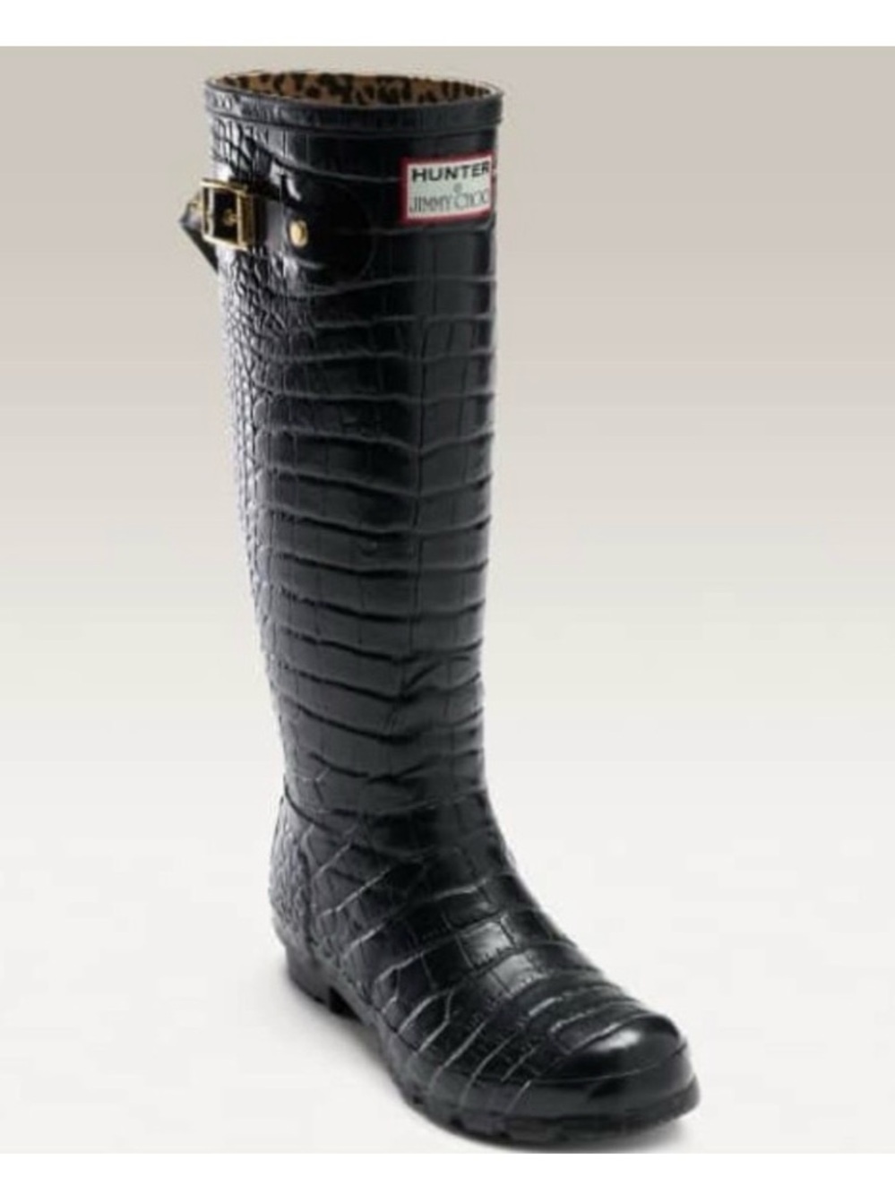 Jimmy Choo x Hunter Crocodile-Embossed Blue Rain Boots,